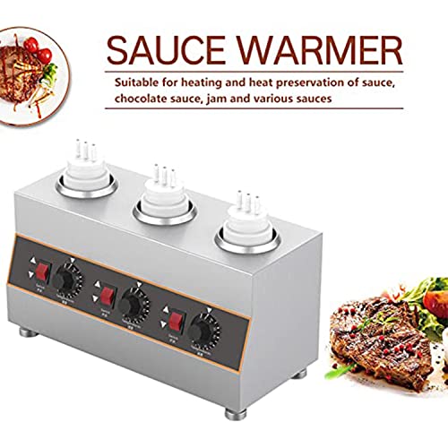 Commercial Sauce Dispenser, 640W Hot Fudge Dispenser, Electric Sauce Warmer,Jam Cheese Chocolate Caramel Sauce Heat Preservation Machine 650ml,3Grid