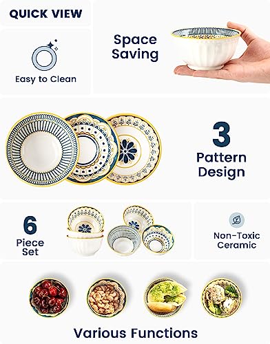 SULIVES Small Ceramic Bowls for Kitchen - 10OZ Cereal Bowls Set of 6, House-warming Gift - Mini Soup Bowls & Dessert Bowls, Serving Bowls for Ice Cream, Rice, Dipping, Side Dishes
