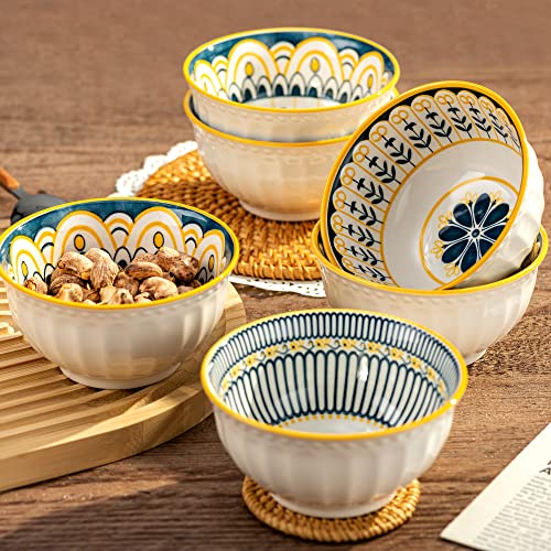 SULIVES Small Ceramic Bowls for Kitchen - 10OZ Cereal Bowls Set of 6, House-warming Gift - Mini Soup Bowls & Dessert Bowls, Serving Bowls for Ice Cream, Rice, Dipping, Side Dishes