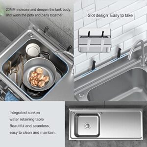 304 Stainless Steel Utility Sink, Commercial Restaurant Kitchen Workbench Single Bowl Sink, Fish Cleaning Table, with Back Splash, Knife Holder, for Home Laundry Room Garage Bar Restaurant (Color : S