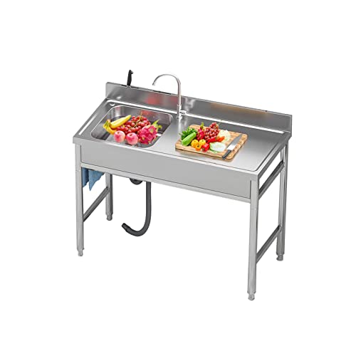 Outdoor Stainless Steel garage sink,utility commercial sink,kitchen sink with faucet,1 Compartment laundry & utility room sinks,Industrial station sink,Pet Wash Station,for Patio Restaurant. (Size :