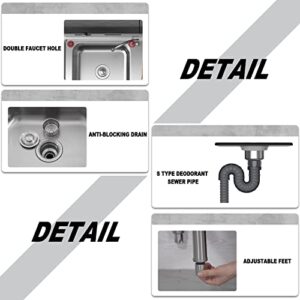 Outdoor Stainless Steel garage sink,utility commercial sink,kitchen sink with faucet,1 Compartment laundry & utility room sinks,Industrial station sink,Pet Wash Station,for Patio Restaurant. (Size :