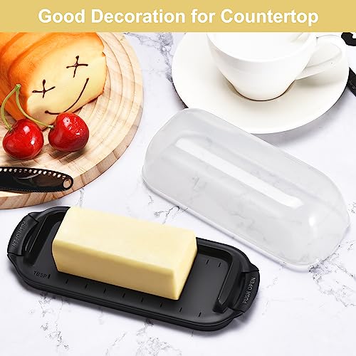AONCO Butter Dish, Butter Container Holds with Clear Lid for Countertop, Unbreakable Butter Keeper for Home Kitchen Decor, Perfect for East/West Coast Butter, BPA-free (Black)