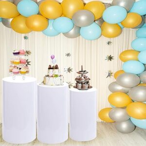 ZCEBGIG 3Pcs Cylinder Stands for Party Cylinder Pedestal Stands for Parties Cylinder Tables for Parties Wedding Pillars Baby Shower Dessert Tables Birthday Party Event Decor (Round-White-3Pcs)