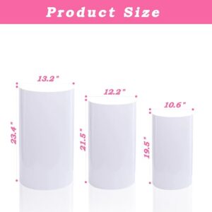 ZCEBGIG 3Pcs Cylinder Stands for Party Cylinder Pedestal Stands for Parties Cylinder Tables for Parties Wedding Pillars Baby Shower Dessert Tables Birthday Party Event Decor (Round-White-3Pcs)