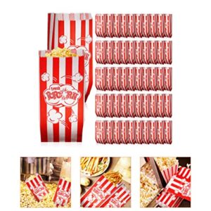 Snack Container 100 Pieces Paper Popcorn Bags Bulk, Red and White Popcorn Bags Individual Servings for Popcorn Machine Party Kitchen Party Movie Theater, Carnival Party