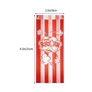 Snack Container 100 Pieces Paper Popcorn Bags Bulk, Red and White Popcorn Bags Individual Servings for Popcorn Machine Party Kitchen Party Movie Theater, Carnival Party