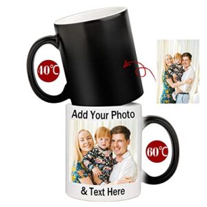 Custom Color Changing Mug, Personalized Magic Mug w/Picture, Text, Name, Taza Personalizada Design Your Own Custom Coffee Mug, Personalized Gifts for Birthday Anniversary Christmas 11oz(Magic Mug)