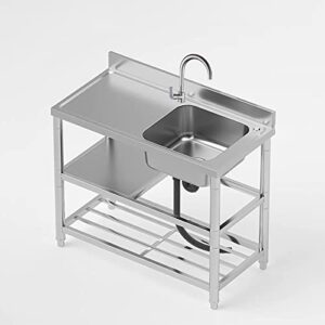 utility commercial sink,outdoor garage stainless steel sink,indoor kitchen sink with faucet,1 compartment,industrial station laundry & utility room sinks,with storage rack,for restaurant,basement. (