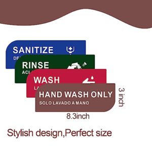 Wash Rinse Sanitize Sink Labels,12 Packs with Hand Wash Only Sign,3 Sink Compartment Waterproof Designer Sticker Signs,Ideal for Wash Station,Restaurant,Food Trucks,Commercial Kitchens (12packs-3sets)