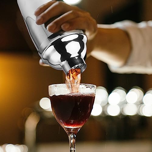 Ohtomber Cocktail Shaker Bartender Kit - 5 Pieces Cocktail Martini Shaker with Strainer, Muddler for Cocktails, Bar Spoon, Measuring Jigger for Bartending and Liquor Bottle Pourers, Drink Mixer Set