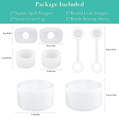 8Pcs Stanley Cup Accessories, Universal for Stanley Cup 1.0 and 2.0, Included 2 Square Stanley Spill Stoppers, 2 Stanley Straw Cover, 2 Round Stanley Leak Stopper, 2 Silicone Bottle Boot, Clear