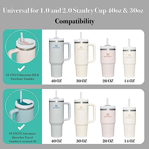 8Pcs Stanley Cup Accessories, Universal for Stanley Cup 1.0 and 2.0, Included 2 Square Stanley Spill Stoppers, 2 Stanley Straw Cover, 2 Round Stanley Leak Stopper, 2 Silicone Bottle Boot, Clear