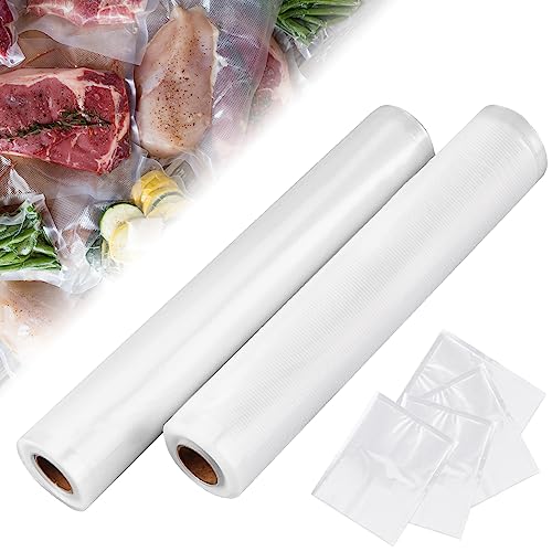 Elegant Choise Vacuum Sealer Bags,2 Pack 8"x200" and 11"x200" Commercial Grade Bag Rolls,BPA Free,Great for vac storage, Meal Prep or Sous Vide Cooking (clear)