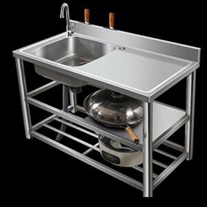 sink,sink with drainboard,stainless steel utility sink,utility kitchen sinks faucet/drain kit for restaurant, kitchen, outdoor, 100 * 50 * 80cm/39.9 * 19.7 * 31.5in b