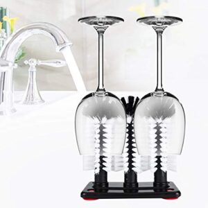 Miokycl 3 Brushes Bar Glass Cups Washer for Sink with Suction Cup Base