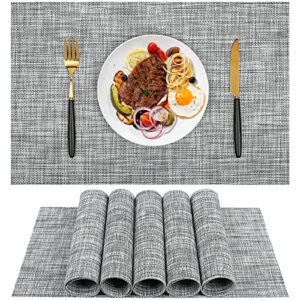 placemats set of 7 dining table place mats gray - pvc modern table mat placemats no slip, placemat for kitchen dinner coffee outdoor