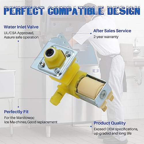 New Upgraded 000009120, 000008487, 000008483 Water Inlet Valve Compatible with IH9120 Manitowoc Ice Machine, 120V 60Hz 5W, 2 Year Warranty