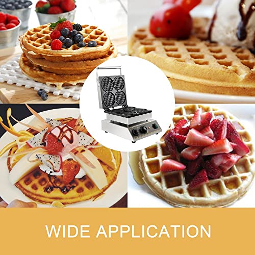 Mini Round Waffle Maker Baker Tea Shop - 1750w Thick Handles - Commercial Electric - Ideal for Home Kitchen, Cafes, and Restaurants