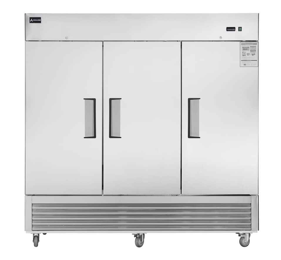 Aceland Commercial Refrigerator 82inch 3 Door Stainless Steel Reach-in Solid Door Upright Fan Cooling Refrigerator for Restaurant, Bar, Shop, Residential 72 Cu.ft (Commercial Kitchen Equipment)