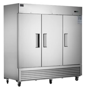 Aceland Commercial Freezer 82"W 3 Door 3 Section Stainless Steel Reach-in Solid Door Upright Fan Cooling 72 Cu.ft Freezer for Restaurant, Bar, Shop, etc