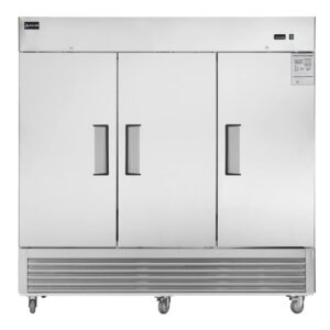 Aceland Commercial Freezer 82"W 3 Door 3 Section Stainless Steel Reach-in Solid Door Upright Fan Cooling 72 Cu.ft Freezer for Restaurant, Bar, Shop, etc