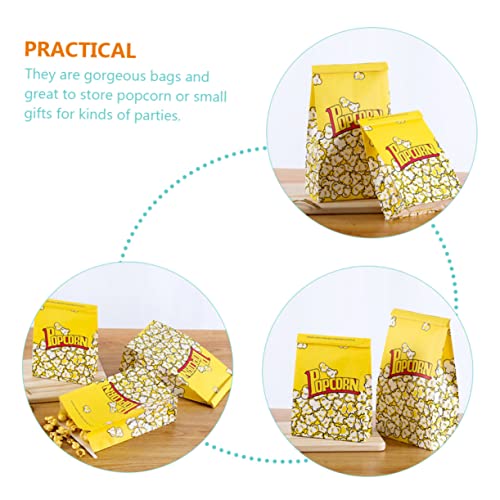 CIYODO 50pcs Popcorn Popcorn Bag Candy Gift Box Cardboard Gift Boxes Bulk Paper Bags Trick Movie Night Popcorn Containers Popcorn Supply Portable Popcorn Bag Snack Supply Christmas Yellow