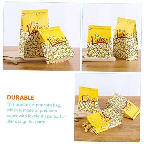 CIYODO 50pcs Popcorn Popcorn Bag Candy Gift Box Cardboard Gift Boxes Bulk Paper Bags Trick Movie Night Popcorn Containers Popcorn Supply Portable Popcorn Bag Snack Supply Christmas Yellow