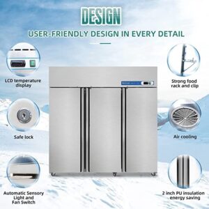 Aceland Commercial Refrigerator NON-ETL 72" Three Door Stainless Steel Upright Fan Cooling Refrigerator for Restaurant, Bar, Shop, Residential 54 Cu.ft (Commercial Kitchen Equipment)