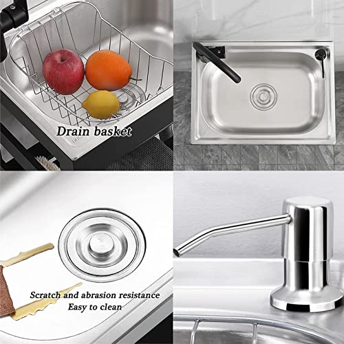 Utility Sink Free Standing Single Bowl Kitchen Sink Stainless Steel Laundry Hand Washing Sink, Portable Outdoor Camping Dish Washing Station For Garage Restaurant Room Bathroom Farmhouse ( Size : 54*4