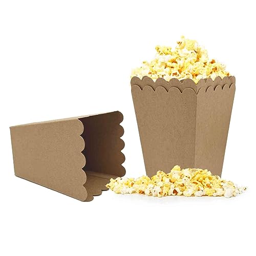 AimtoHome Kraft Paper Popcorn Boxes Mini Paper Popcorn Box Cardboard Popcorn Container for Party, Pack of 24