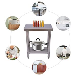 Stainless Steel Table for Prep & Work, Commercial Heavy Duty Food Prep Worktable with Undershelf for Restaurant, Home and Hotel/2436