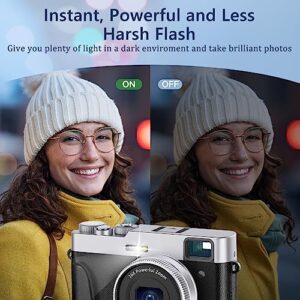 4K Digital Camera with Viewfinder & Flash, Autofocus 48MP Cameras for Photography Vlogging Camera for Adults Teens Compact Travel Camera with Classic Dial, Time Lapse, Selfie, 16X Zoom, 32GB SD Card