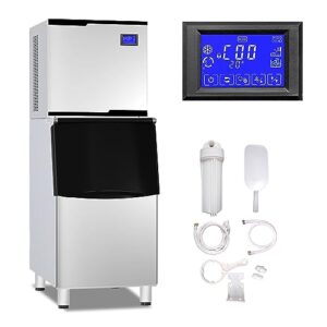xpw commercial ice maker machine - 550lbs/24h with 350lbs bin 1200w ultra strong compressor, stainless steel construction fully automatic operation perfect for bar restaurants and business