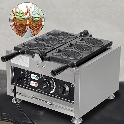 SRMNFADZ Nonstick Japanese Taiyaki Making Machine, Commercial Electric Fish-Shaped Waffle Maker, 1400W Waffle Iron Baker Machine for Party Cafe Tea Shop