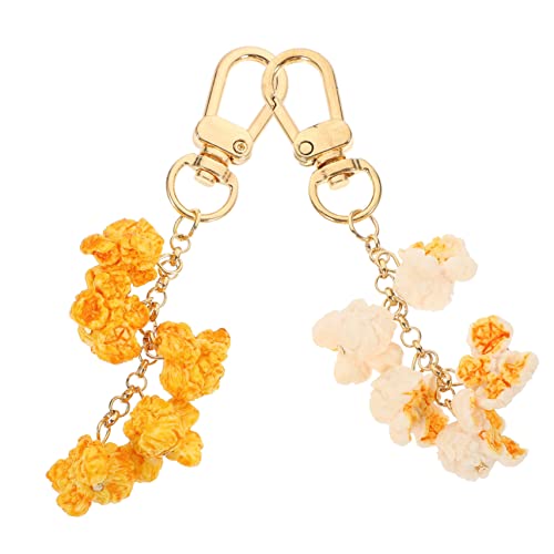 UKCOCO Artificial Food Keychain 2pcs Popcorn Pendant Super Cute Metal Accessories Popcorn Key Ring