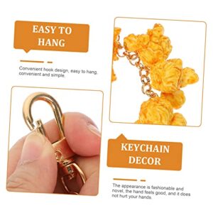 UKCOCO Artificial Food Keychain 2pcs Popcorn Pendant Super Cute Metal Accessories Popcorn Key Ring