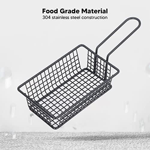 Fryer Basket, Food Grade 304 Stainless Steel Strong Durable Safe Fry Basket, Lightweight Simple Convenient Drainage Thickened Fry Baskets with Handle, for Restaurant(Long)