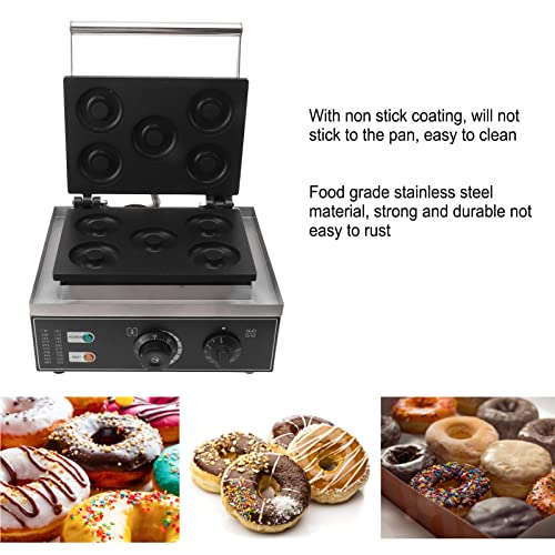 Doughnut Machine, 5 Holes Double Sided Heating Doughnut Machine Stainless Steel Commercial Waffle Donut Machine for Restaurant Bakery Snack Bar Street Vendor Home (US Plug 110V 110V)