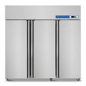 aceland commercial freezer non-etl 72"w 3 section stainless steel reach-in solid door upright fan cooling 54 cu.ft freezer for restaurant, bar, shop, etc