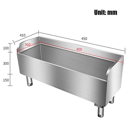 Commercial Floor Mop Sink, Heavy Duty 304 Stainless Steel Service Basin Wash Station with Large-Diameter Drainage Holes, for Garage, Shop, Basement,17.7in