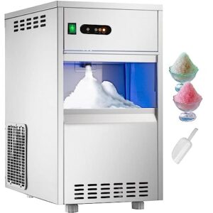 commercial flake ice maker, 55lbs/24h etl approved stainless steel freestanding ice machine for seafood restaurant with water filter and spoon included - food grade