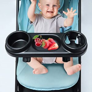 txkrhwa stroller snack tray with cup holder universal stroller food tray removable non-slip grip clip for stroller bar reusable stroller snacks holder for strollers with round armrests