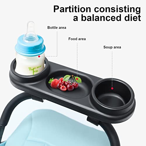 Txkrhwa Stroller Snack Tray with Cup Holder Universal Stroller Food Tray Removable Non-Slip Grip Clip for Stroller Bar Reusable Stroller Snacks Holder for Strollers with Round Armrests