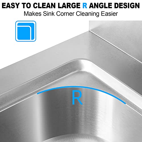Stainless Steel Kitchen Sink Catering Sink Single Bowl Compartment Workbench Sink with Workbench and Storage Shelves with Faucet for Garage Commercial Restaurant Kitchen Laundry Room. (Color : Hot an