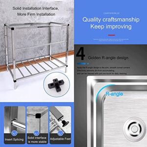 Catering Sink Free Standing 304 Stainless Steel Utility Sinks For Laundry Room With Tap And Drain, Industrial Garage Sink Commercial Sink For Restaurant, Workshop, 53x38cm ( Size : 68*44cm/27*17in )