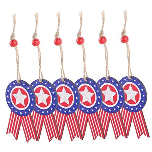 Hanging Wall Decor Outdoor Decor 6pcs Independence Day Pendant Medal at Home Wooden Front Door Decor