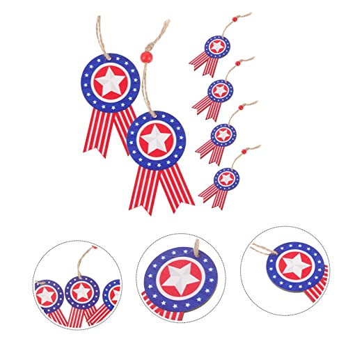 Hanging Wall Decor Outdoor Decor 6pcs Independence Day Pendant Medal at Home Wooden Front Door Decor