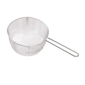 tgoon fry net, stainless steel long handle fry basket strong load bearing delicate appearance for chicken nuggets(handle without rubber)