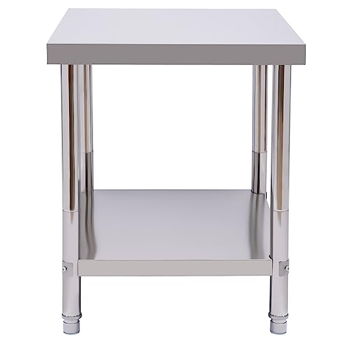 GDAE10 2 Layers Commercial Kitchen Prep Table with Shelf,Stainless Steel Kitchen Food Prep Work Table,for Restaurant, Hotel, Home